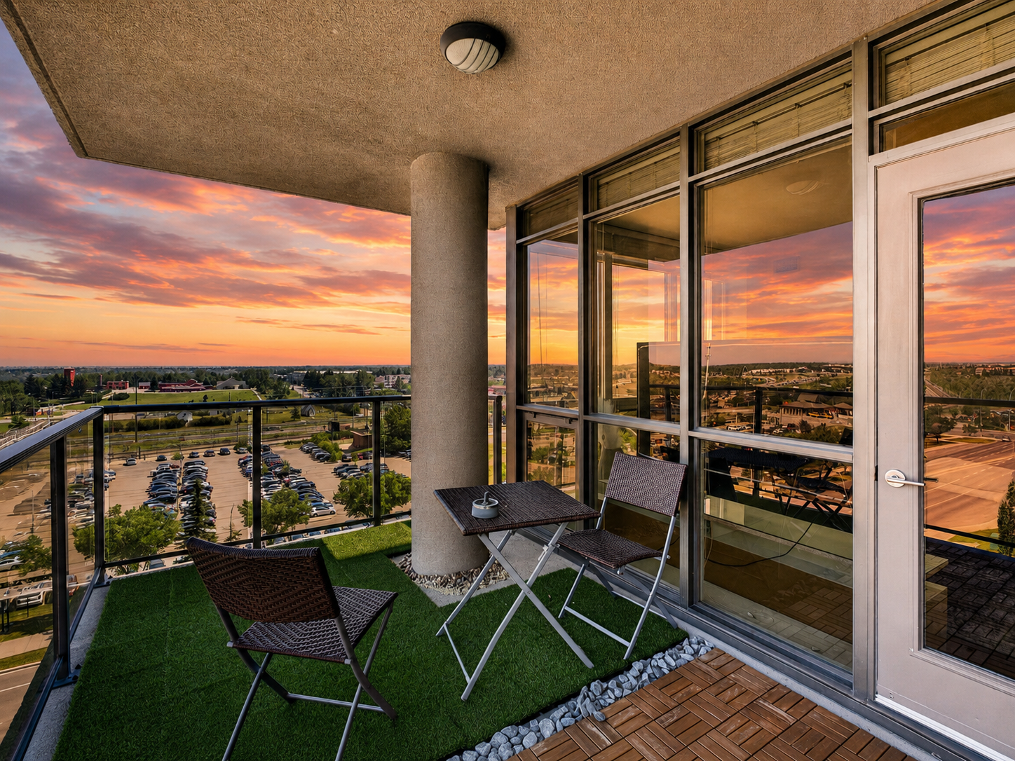 Private balcony at sunset